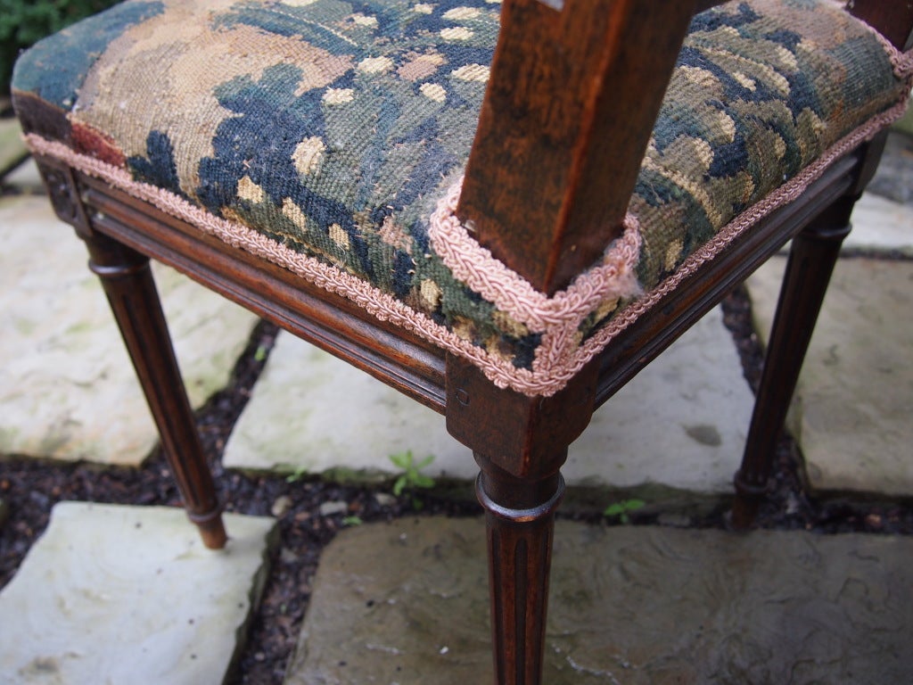 Pair of 19thc French tapestry carved chairs 5