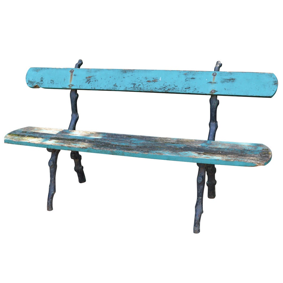 19th C Painted French Garden Bench For Sale