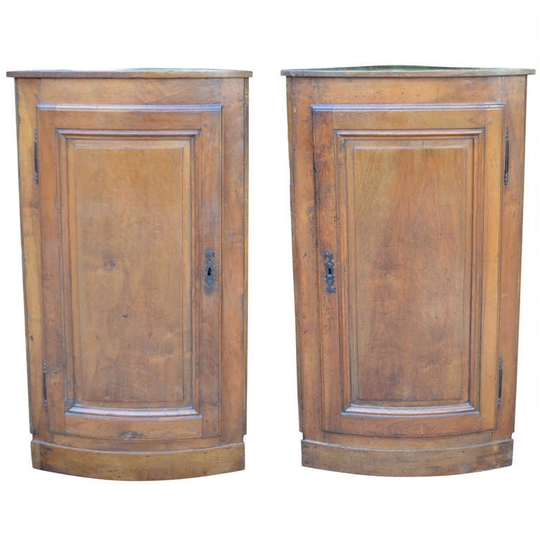 Pair of Hanging French Walnut Corner Cabinets Circa 1870 For Sale
