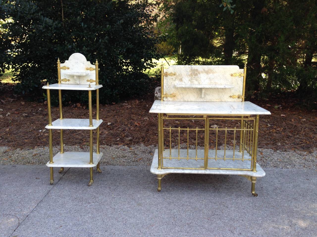 19th Century French Marble and Brass Bar or Serving Carts 7