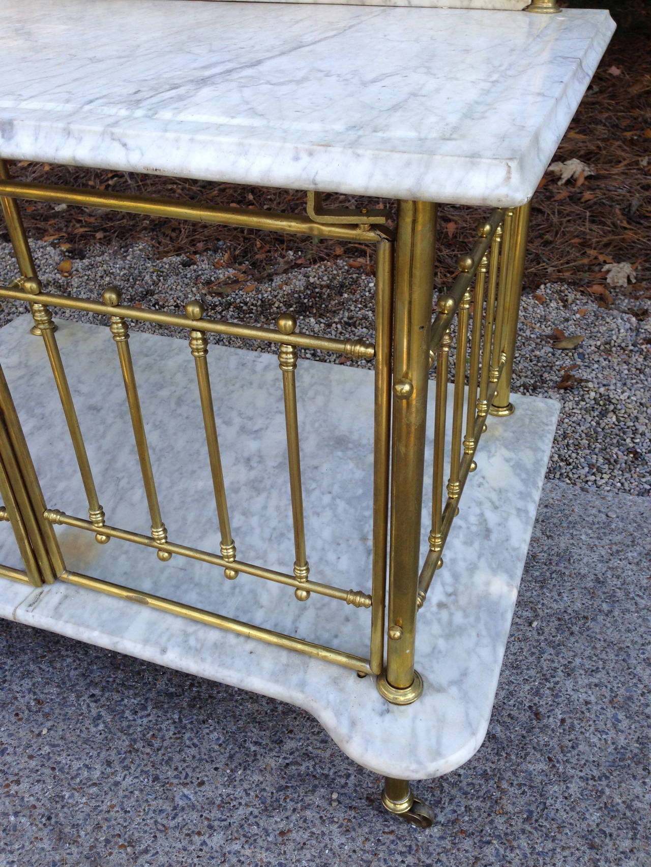 19th Century French Marble and Brass Bar or Serving Carts 6