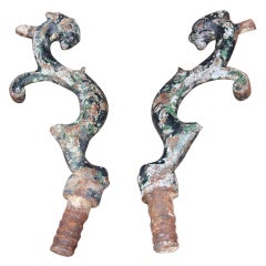 Antique Set of two 18th C. French Iron Street Door Stops