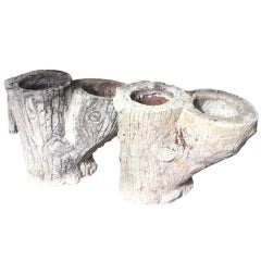 Pair of French Faux Bois Planters