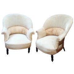 Pair of French Napoleon III Chairs with original muslin