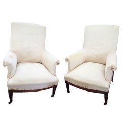 Pair of French Salon Chairs with original muslin