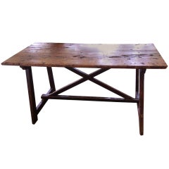 Beautiful French 19thc Walnut Trestle Table