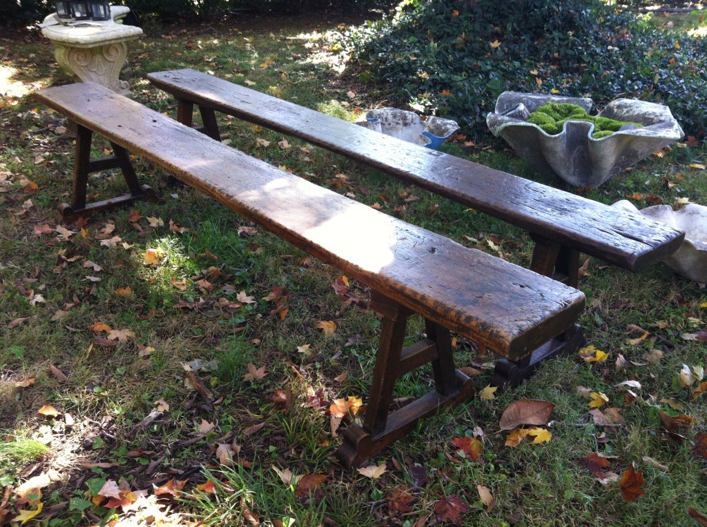 Pair of Walnut long benches