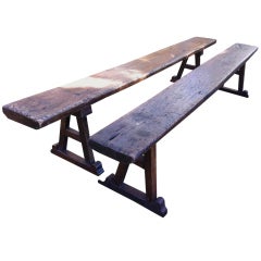 Pair of Walnut long benches