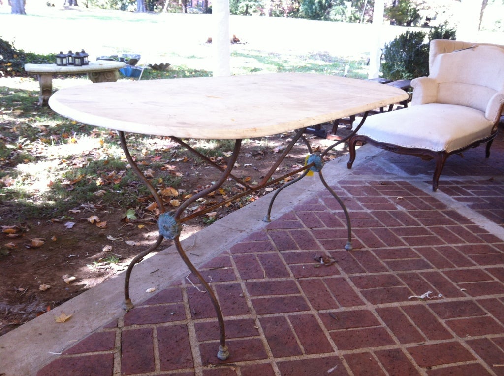 19thc French Marble and Iron Bistro Table 1