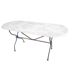 19thc French Marble and Iron Bistro Table