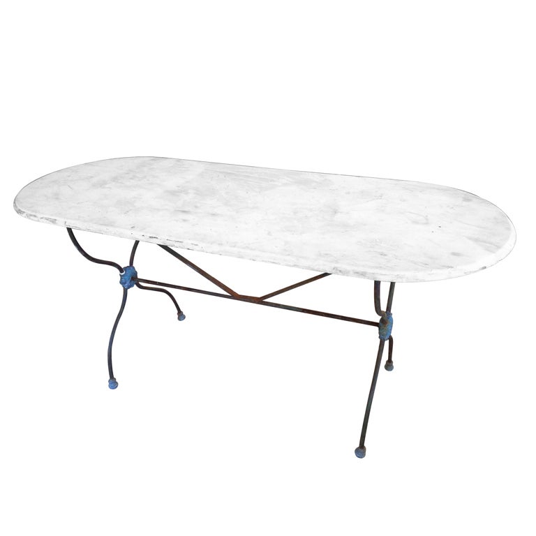 19thc French Marble and Iron Bistro Table