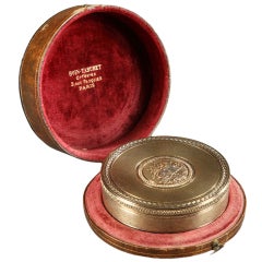 A French 19th century silver box with its leather case signed Boin-Taburet