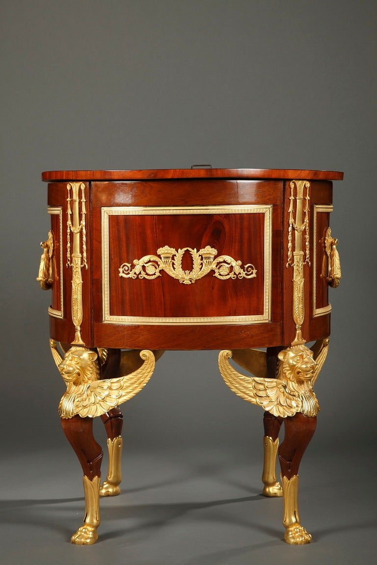 A rare French early 19th century ormolu-mounted mahogany jardiniere