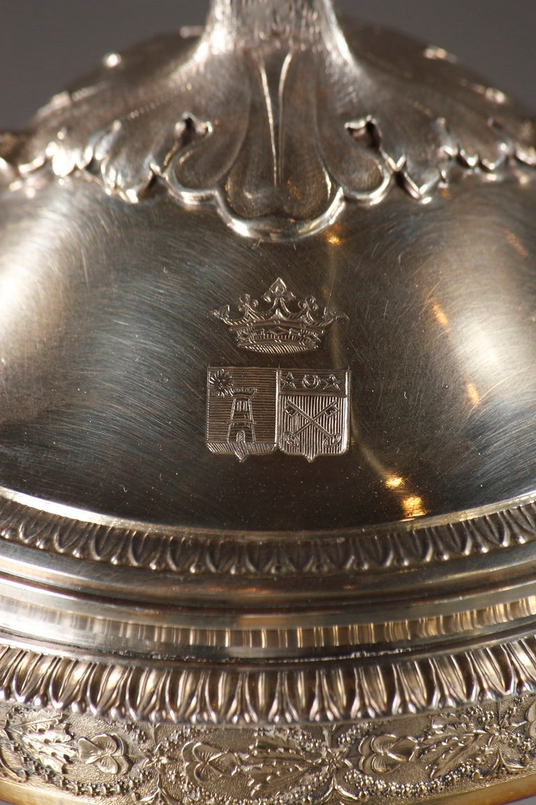 Silver Mounted Crystal Jam Pot With Greyhounds For Sale At 1stDibs
