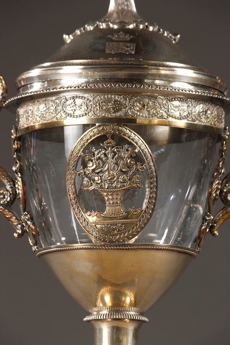 Silver Mounted Crystal Jam Pot With Greyhounds For Sale At 1stDibs