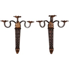 A pair of large wrought iron Art Deco sconces