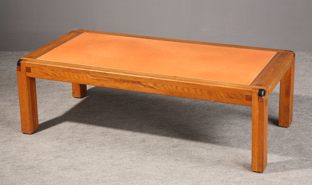 A Pierre Chapo massive elm low table