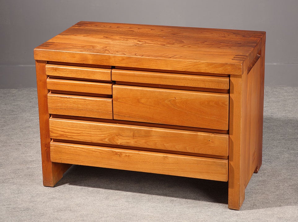 A Pierre Chapo massive elm commode