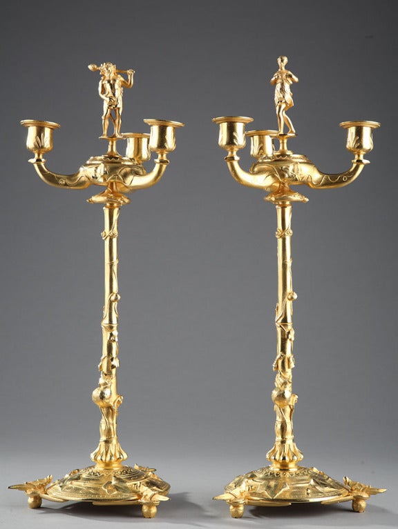 Naturalist candelabra after Auguste Cain