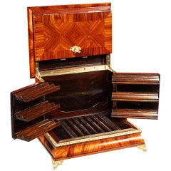 French Second Empire Cigar Box in Rosewood Veneer and Miniature