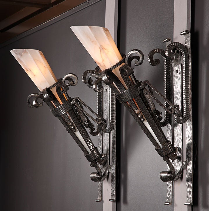 Wrought Iron Art Deco sconces