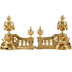 19th Century French Louis XVI Style Ormolu Andirons