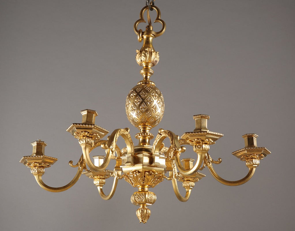 Six Light Ormolu Chandelier Louis XIV Style