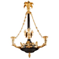 Late Nineteen Century Chandelier in Gilded and Patinated Bronze