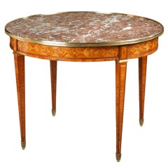 Large Louis XVI Style Pedestal Table Inlaid With Rosewood Veneer