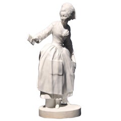 Antique Perfect Sèvres biscuit porcelain Maiden with letter