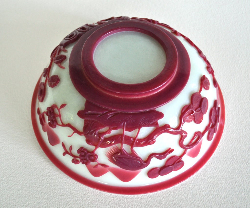 Chinese 19th Century Peking Pink on White Bowl For Sale