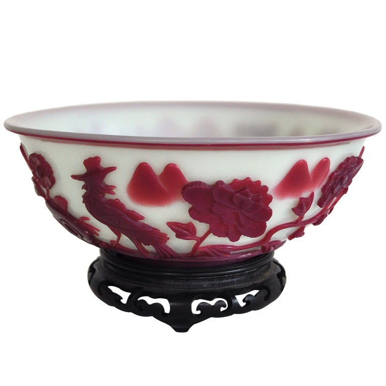 19th Century Peking Pink on White Bowl For Sale
