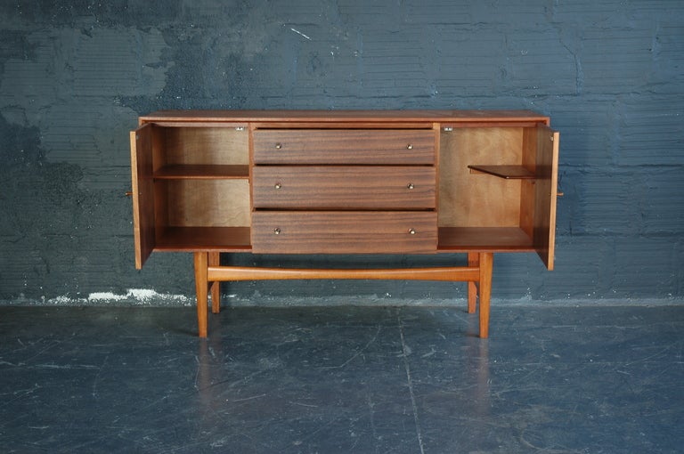Gordon Russell for Russel of Broadway Mahogany Credenza with Brass Door Pulls