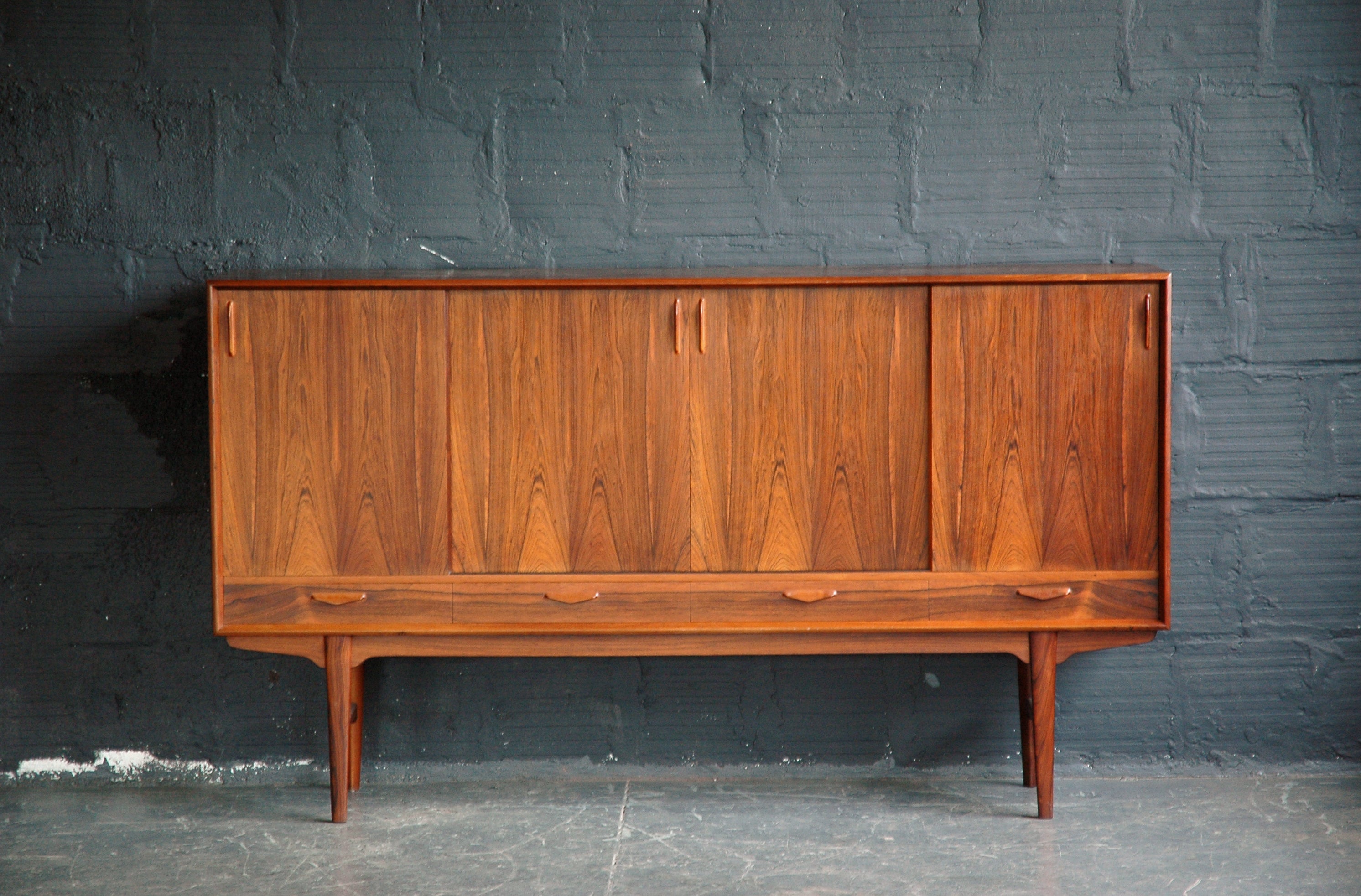 Rosewood Danish Modern Oversize Credenza For Sale