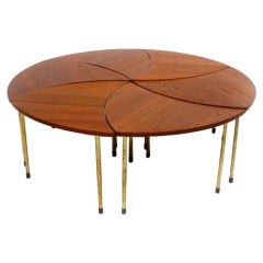 Peter Hvidt for France & Søn Teak and Brass Interlocking Table