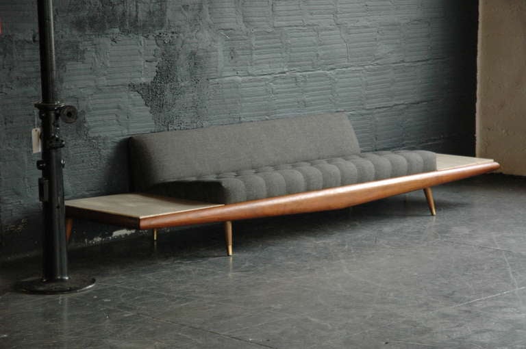 Mid-Century Modern Adrian Pearsall for Craft Associates Walnut 615-D2T Sofa with Marble Side Tables