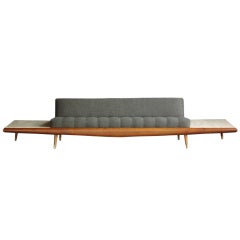 Adrian Pearsall for Craft Associates Walnut 615-D2T Sofa with Marble Side Tables