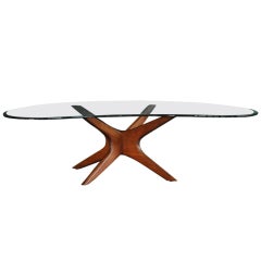 Vintage Adrian Pearsall for Craft Associates Walnut Modern Biomorphic Coffee Table