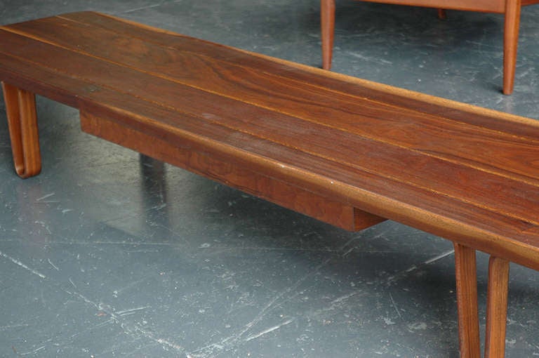 Edward Wormley for Dunbar Walnut Long John Coffee Table