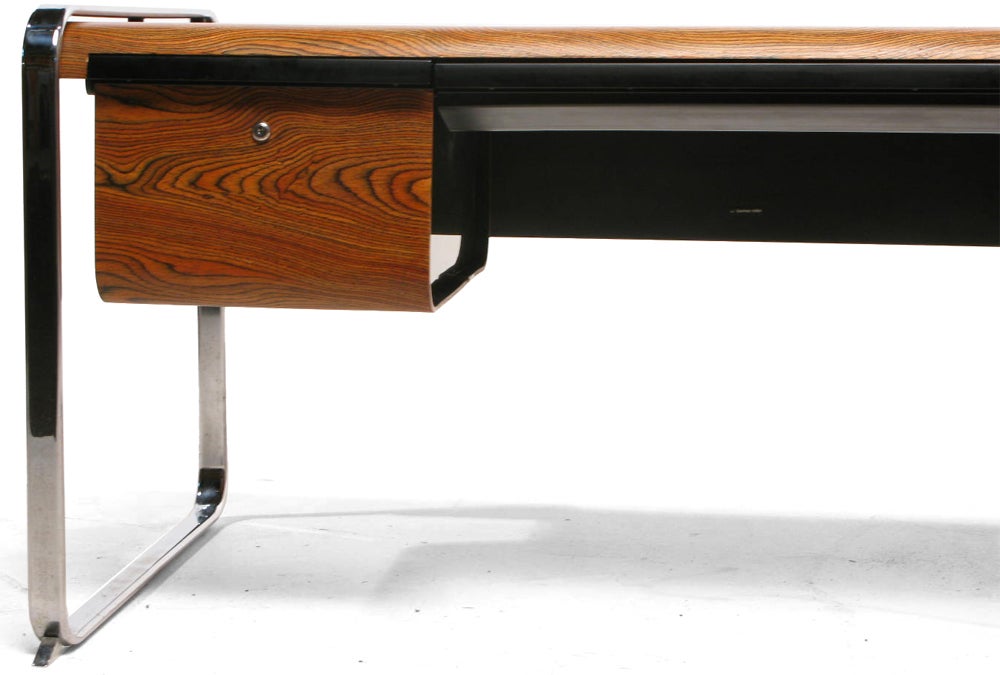 American Peter Protzman for Herman Miller Zebrawood and Chrome Desk For Sale