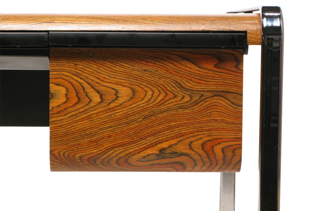 Peter Protzman for Herman Miller Zebrawood and Chrome Desk In Excellent Condition For Sale In Portland, OR