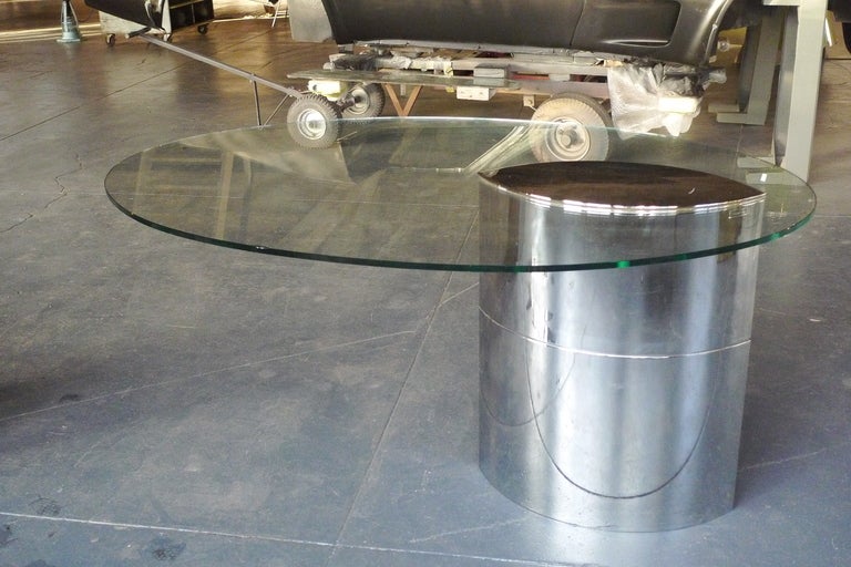 Mid-Century Modern Cini Boeri for Gavina Polished Steel and Glass Lunario Table/Desk For Sale