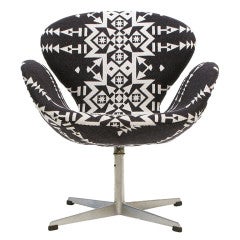 Arne Jacobsen for Fritz Hansen Swan Chair in Pendleton Fabric