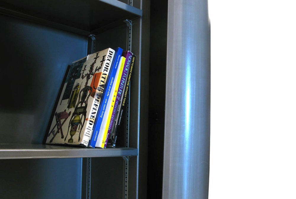 Contemporary Steel Handmade Riveted Wing Bookshelf For Sale