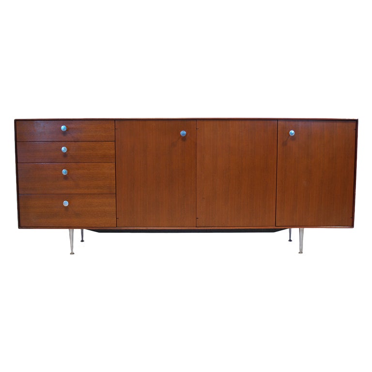 George Nelson for Herman Miller Walnut Thin Edge Credenza For Sale