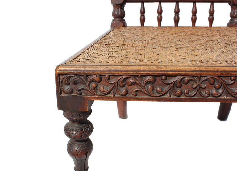 Revival antique portuguese carved chair For Sale