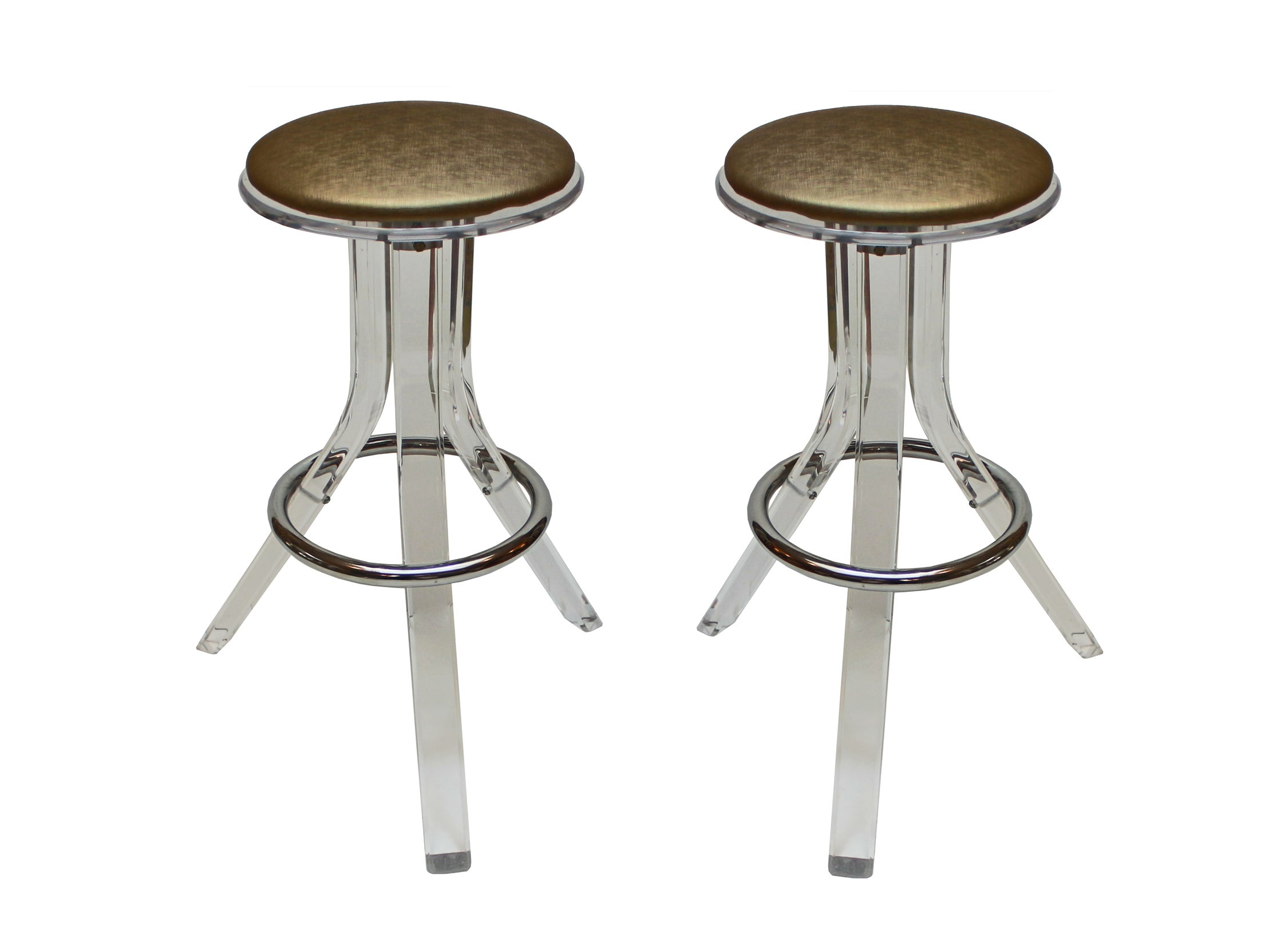 pair of lucite barstools For Sale