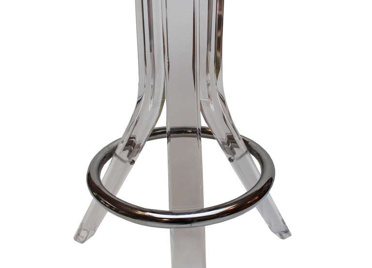 Mid-Century Modern pair of lucite barstools For Sale