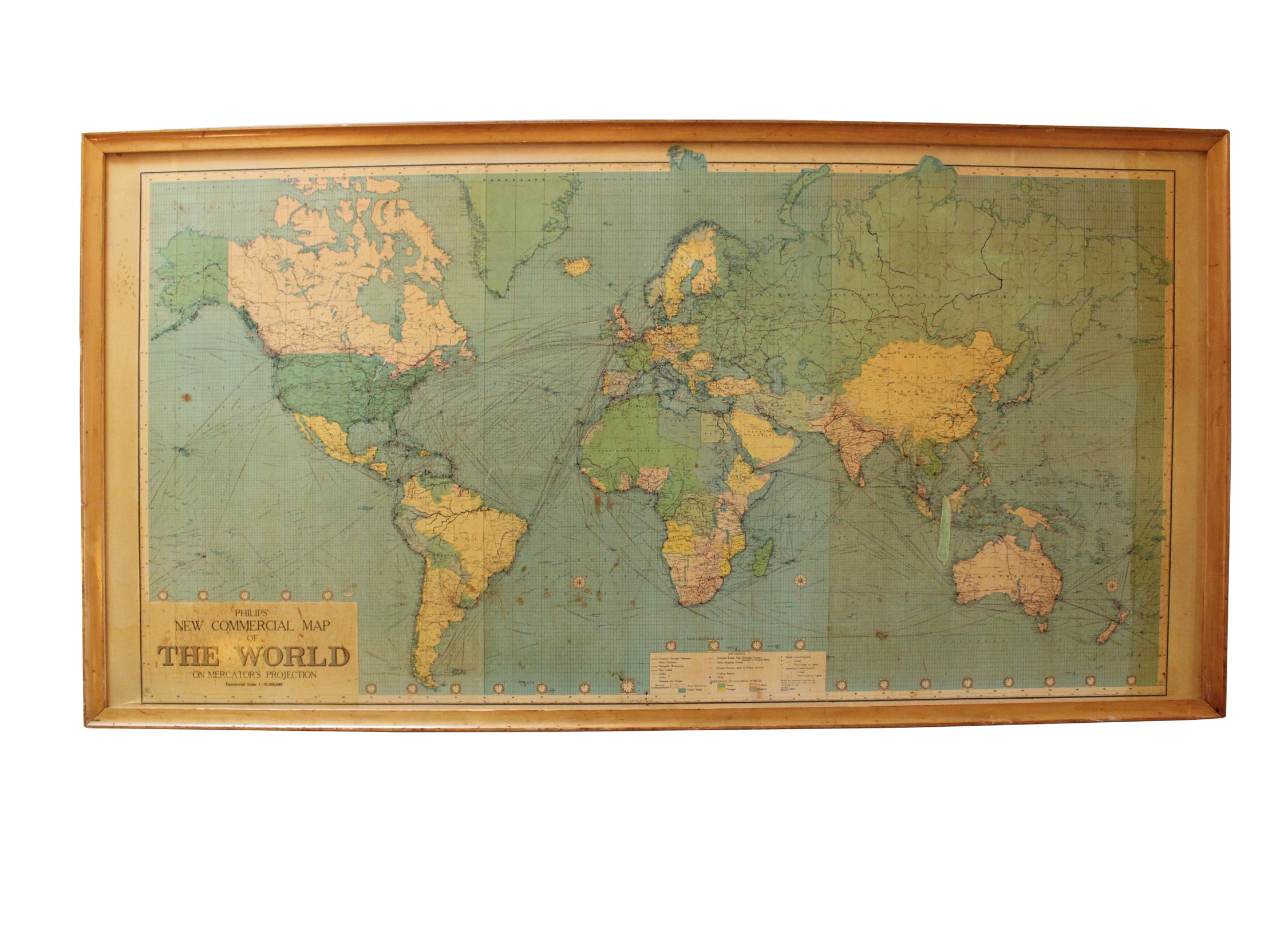 large framed world map at 1stDibs