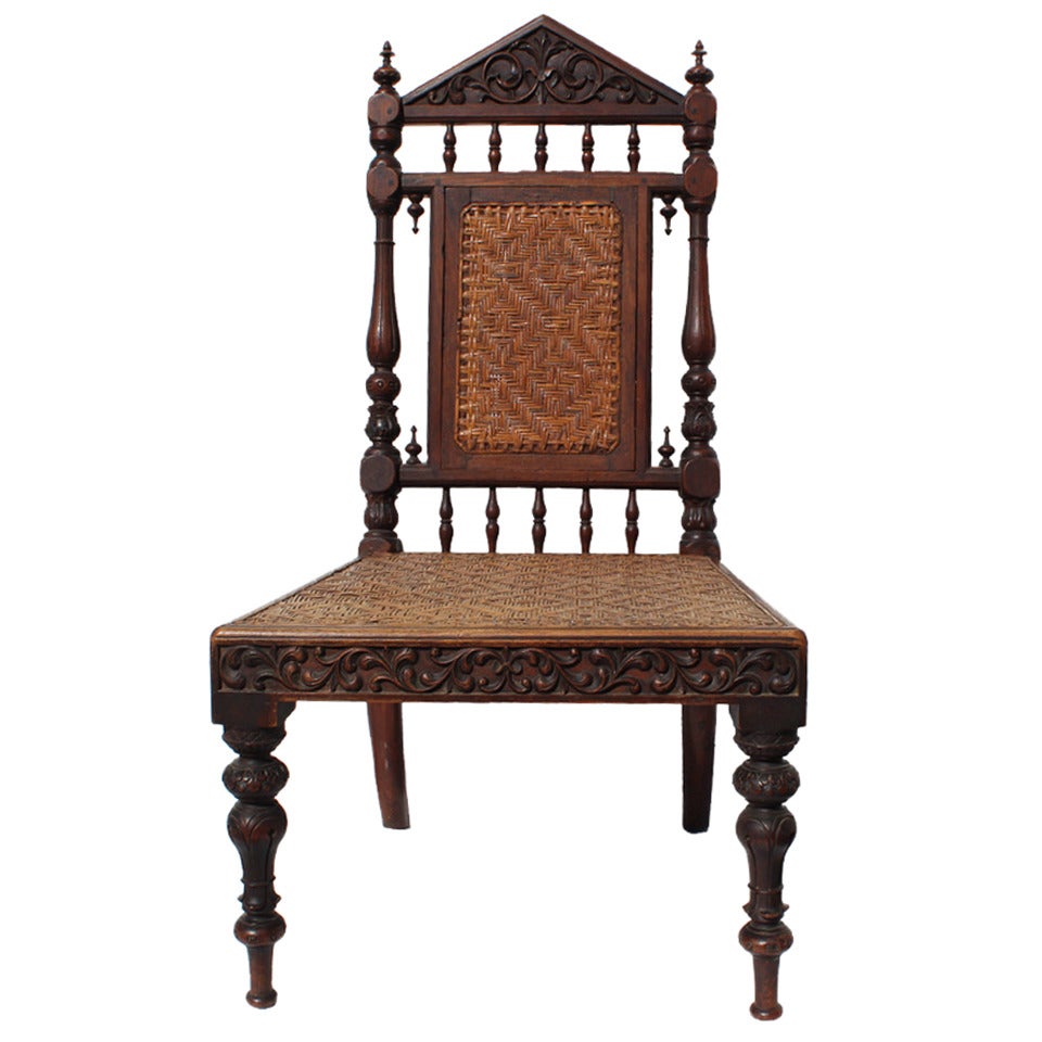 antique portuguese carved chair For Sale